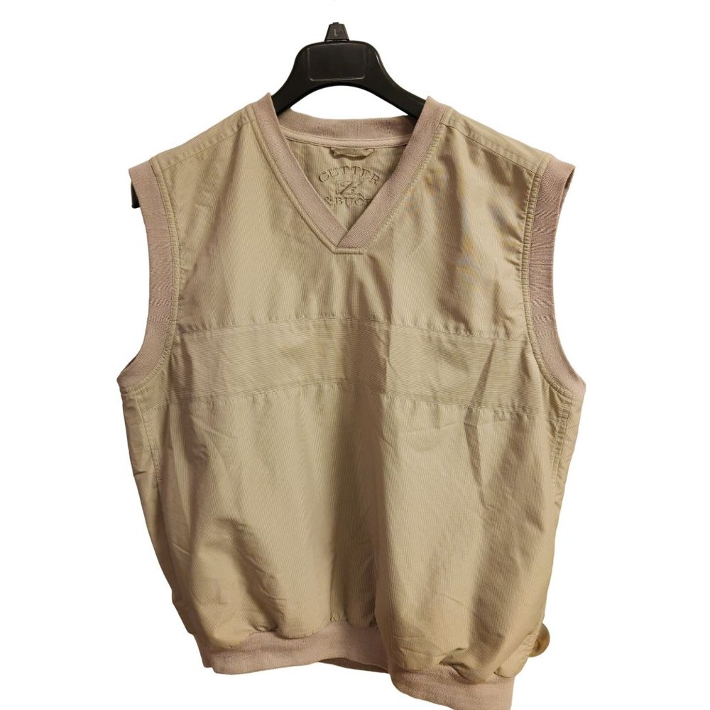 Cutter And Buck Golf Clima Guard Windbreaker Vest Lightweight Beige Sz L Lined